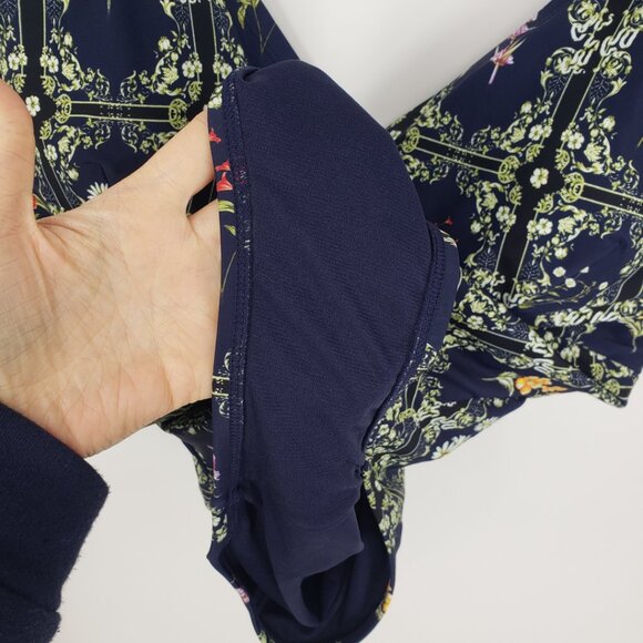 Agua Bendita x Target Floral Tile Cheeky One Piece Swinsuit 1X Bathing Suit Navy - Picture 12 of 13